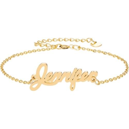 Jennifer Name Bracelet for Women Girl Jewelry Stainless Steel Gold Plated Nameplate Pendant Femme Mother Girlfriend Best Gift