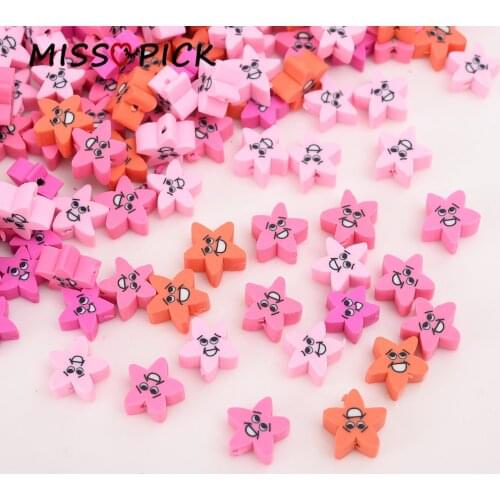 30/50/100Pcs Smiley Face Star Shape Beads Polymer Clay Loose Spacer Beads for Charms Jewelry Findings Making DIY Crafts Bracelet