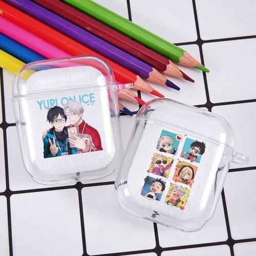 Japan Anime Yuri on Ice Earphone Case for Airpods 1 2 Wireless Bluetooth Earphone Covers Soft Clear Charging Box Cover