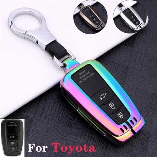 Zinc Alloy Smart Remote Car Key Case Cover Key Bag Shell Holder Protector For Toyota Camry CHR C-HR 2016-2019 Prius RAV4 Prado