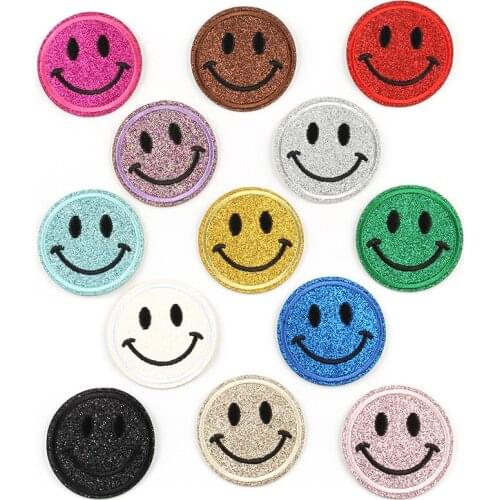 DIY sewing patch baby shirts Trousers Holes Embroidery Cartoon Smiling Face Facial Decoration Iron-on Paste Patches 13pc/lot