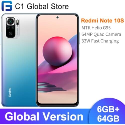 Global Version Xiaomi Redmi Note 10S Smartphone 6GB RAM 64GB ROM 6.43" AMOLED DotDisplay 33W Fast Charging 64MP Quad Camera