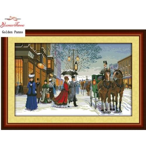 Golden Panno,Twilight in foreign country,counted printed on fabric DMC 14CT 11CT Cross Stitch kits,embroidery needlework 923