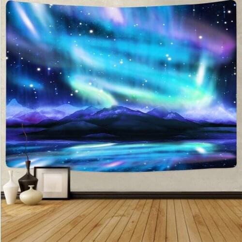 Beautiful sky Nature Tapestry wall decoration Dreamy Night Tree Blue Forest Carpet home decoration background pad