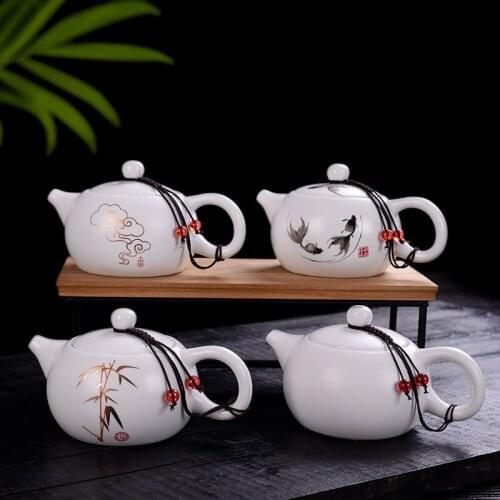 Creative White Porcelain Matte Tea Pot Kung Fu Drinkware Handmade Office Kettle Ceramic Portable Travel Teapot Tea Ceremony