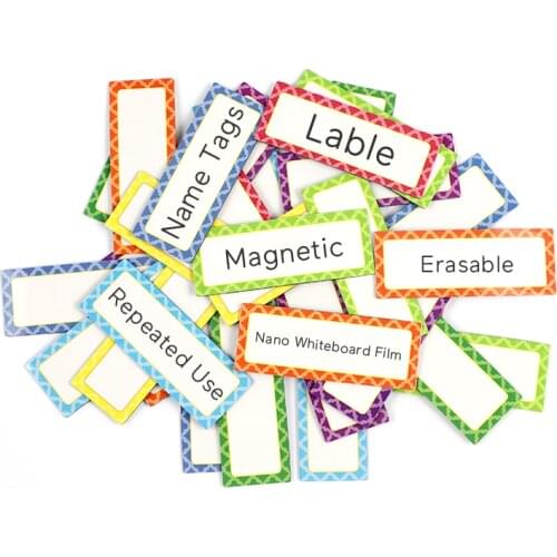 Magnetic Dry Erase Labels Whiteboard Stickers Name Tags Shelf Labels 10 Colors 3.15x1.18 inch Bendable Magnet Strips