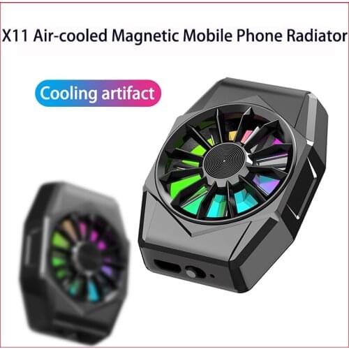 X11 Air-cooled Magnetic Mobile Phone Radiator RGB Colorful Breathing Light Effect Phone Heat Sink With Built-in Battery 300mA