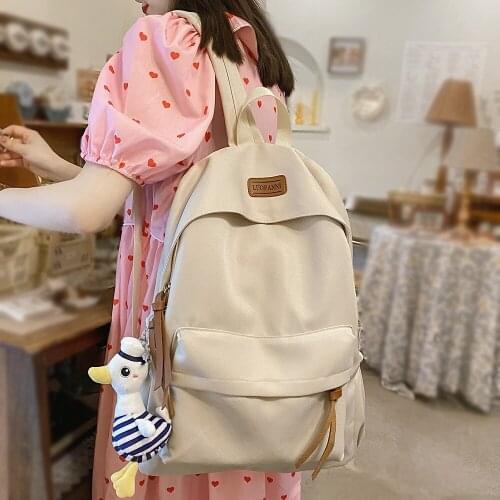 Cute Lady Backpack Solid Color Travel Fashion Waterproof Girl Laptop School Bag College Student Women Backpack Female Kawaii Bag