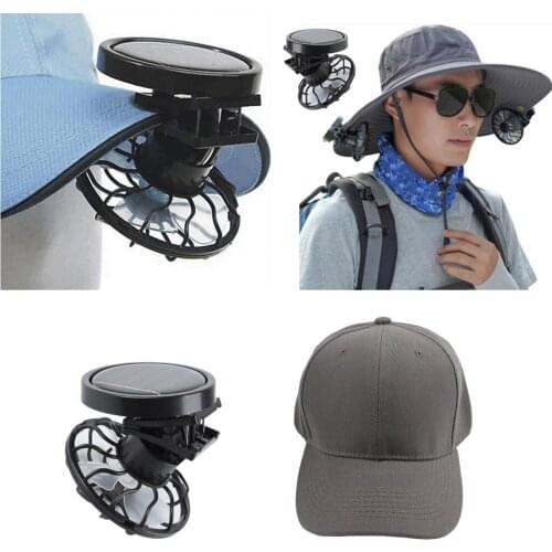 Clip-on Cap Mini Solar Fan With Cap Portable Air Cooling Fan Handsfree C