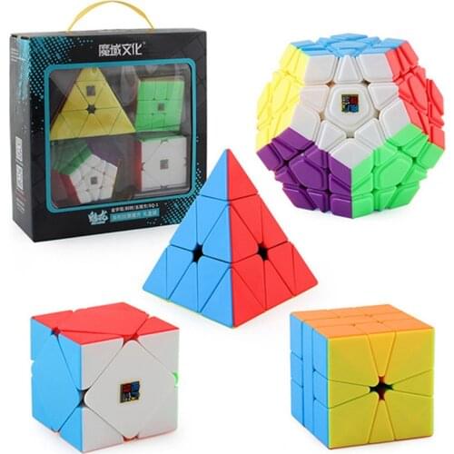 MoYu Magic Cube Set 4pcs Skew Pyramid SQ1 Megaminx Speed Magic Cube Educational Puzzle toys Magic Cubes for kids
