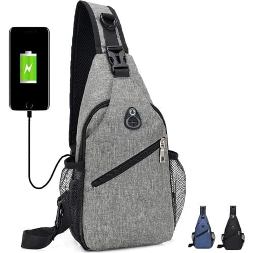 Male Trip Messengers Bag Shoulder Bags USB Charging Men`s Crossbody Bags Anti Theft Chest Bag School Summer