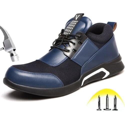Leather Safety Shoes Mens Anti-smashing Puncture Proof Casual Steel toe cap Lightweight Breathable Work Safety Protective shoes