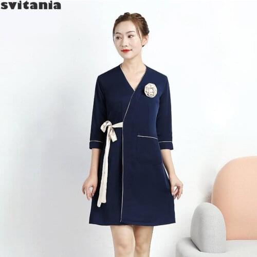 New Beauty Salon Work Clothes Dress Fashion Beautician Spa Hairdresser Spring Work Uniform Manicurist Uniform