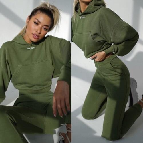 New Fashion Long-Sleeved Sports Casual Suit Solid Casual Tracksuit 2 Pieces Set Sweatshirts Pullover Hoodie Suit Outfits Women