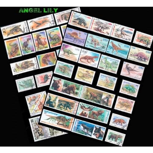 Wholesales 50 PCS/lot Topic Dinosaurs From The World Wide Used With Post Mark Postage Stamps Collecting