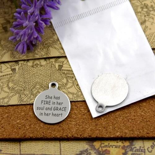 20pcs--stainless steel charms"she has FIRE in her soul and GRACE in her heart"5 style for choosing DIY Charms Pendants