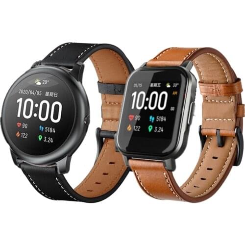 Genuine Leather Watchband For Haylou solar LS05 Man Replacement Wrist Strap For Haylou solar LS02 Smart Watch Bands accessories