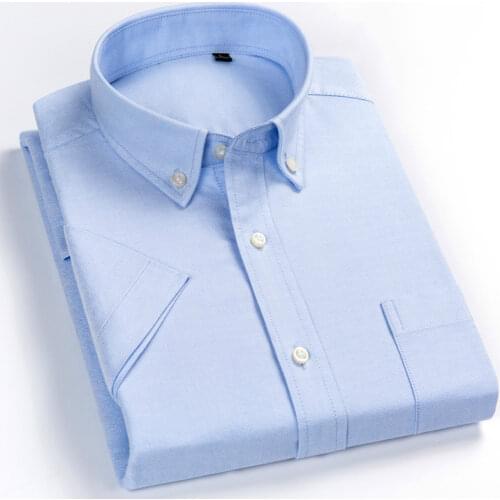 Pure color & Plaid shirt 100% Pure Cotton Short Sleeve Shirt Men Summer Checker Korean Ultra-thin Mens Shirt Casual Slim Fit