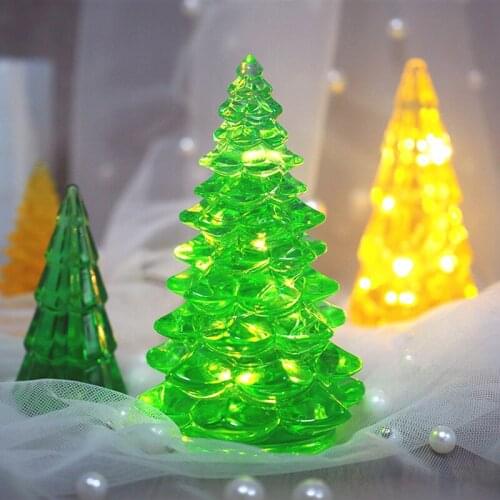 DIY Crystal Epoxy Resin Mold Christmas Tree Hand-made Mold Small Night Light Table Creative Mirror Silicone Mold For Resin