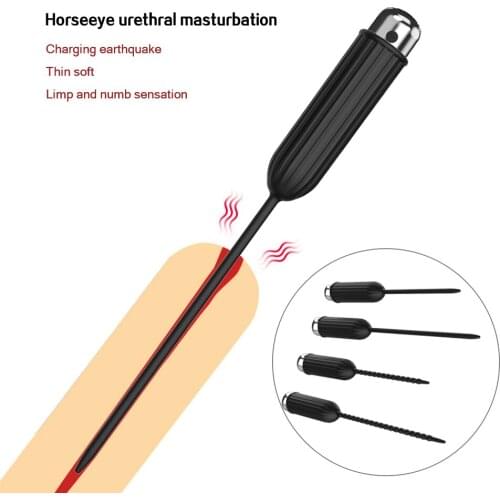 Silicone Urethral Dilators Penis Plug 10 Speed Vibrating Insertion Urethral Plug Catheter Sounds Vibrator Sex Toys for Men Adult