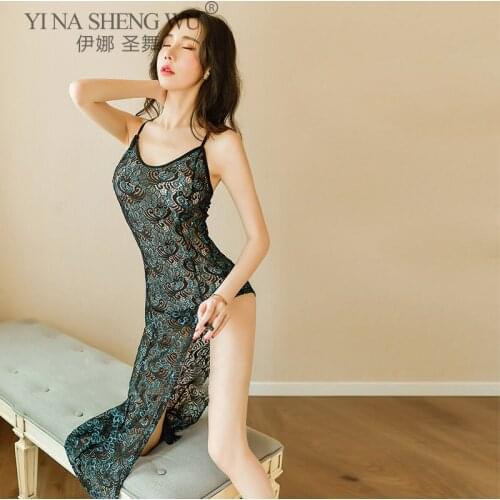 Sexy Woman Erotic Lingerie Hollow Embroidery Classic New Cheongsam Suit Uniform Temptation Cute Sexy Erotic Women Lingerie Dress