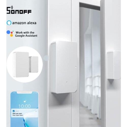 SONOFF DW2 Smart Home WiFi Safe Door Window Sensor Alarm Security Lock Detector By Phone Work With EWelink APP Alexa Google Home