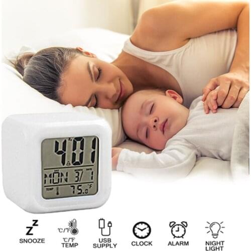 LED Digital Smart Alarm Clock Electronic Desktop Clocks Watch Table Electronic Desktop Clocks USB Wake Up Clock Wake Up Time