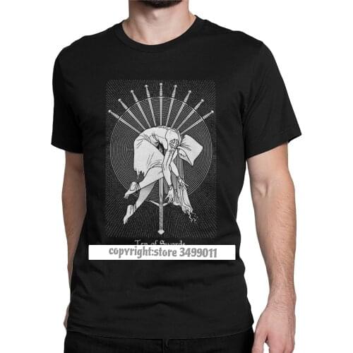 Awesome Ten Of Swords Tarot Card Tee Shirts Men Cotton Tshirt The Magician Skull Magic Tees Gift