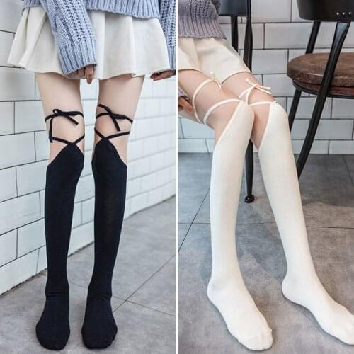 Japanese Cute Kawaii Girl Lolita Sweet Girl Stockings Gentle Sweet Woman Sexy Cross Bandage Harajuku JK Uniform Maid Stockings