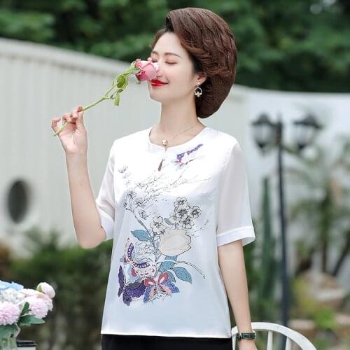 Women Spring Summer Style Blouses Shirts Lady Casual O-Neck Mesh Chiffon Blusas Tops 5XL