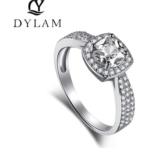 DYLAM 925 Sterling Silver Zircon For Women Ring Round Simplicity Fashion Light luxury Classic Jewelry Wedding Band