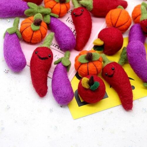 Winter style 20pcs/lot cartoon vegetables Eggplant Pepper Pumpkin shape handmade Wool felt diy jewelry garment/hair accessory
