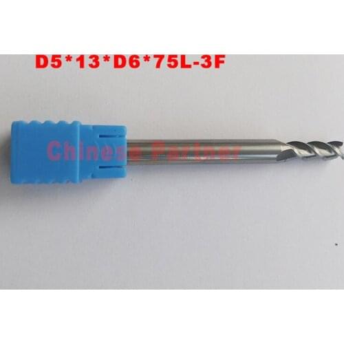 1pc 5mm hrc50 D5*13*D6*75L 3 Flutes end mill for Aluminum milling cutter Tools Carbide CNC Endmill Router bits knife