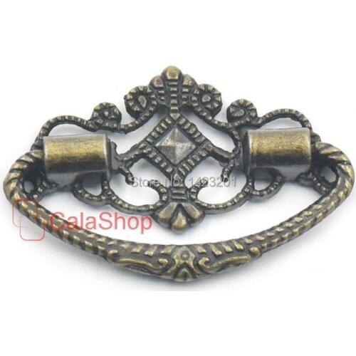 10 Pcs / Lot 48mm x28mm Antique Brass Furniture Cabinet Dresser Drawer Cupboard Jewelry Box Door Window Pull Handle Knob