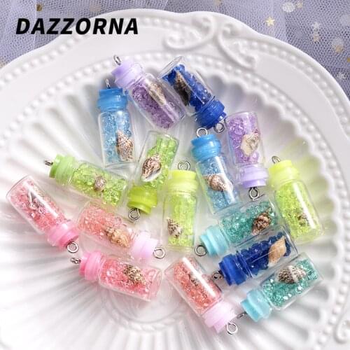 10Pcs/Lot Classic Shell Ocean Drift Bottle Pendants Crafts Making Findings Handmade Jewelry DIY for Earrings Necklace 11x22mm