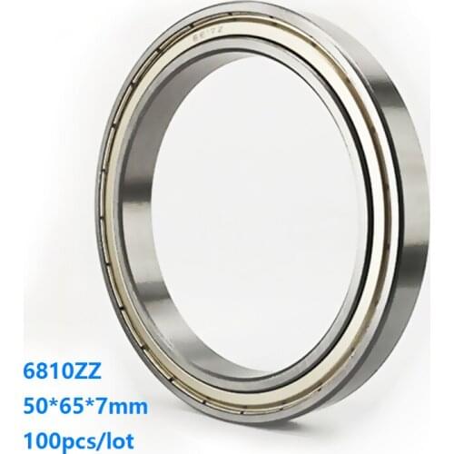 100pcs/lot 6810ZZ 6810 ZZ 50*65*7mm Double metal cover Thin Wall Deep Groove Ball bearing Deep Groove Ball Bearing 50×65×7mm