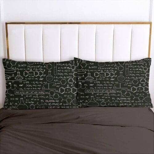 2 Pcs 3D Printed Chemical Formula 100% Polyester Pillowcase Printed Home Decorative Pillowcse Pillow Cover Decoraion Bedclothes