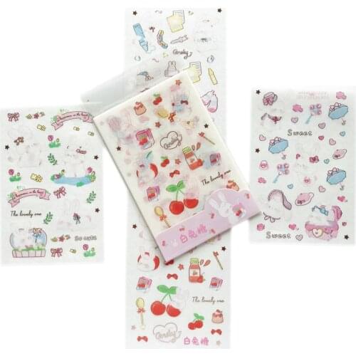 4 Sheets/Pack Cute Sweet Rabbit Golden Foiled Sticker Bottle Diary Album Laptop Decor DIY Craft Stick Label Stationery Kids Gift