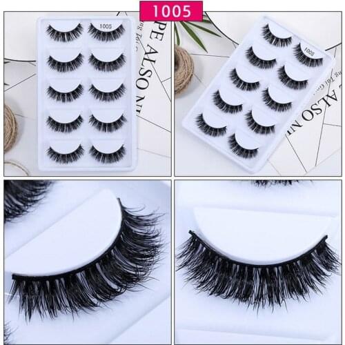 5 pairs 3D mink lashes eyelashes natural makeup eyelash extension long cross volume soft fake eye lashes winged faux cils 1005
