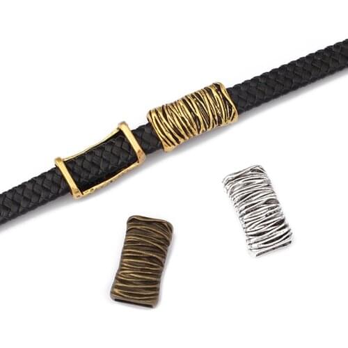 10pcs Fashion Jewelry Tibetan Silver/Gold/Brown Thread Slider Spacers For 10*5mm Leather Bracelets & Bangles Jewelry Making