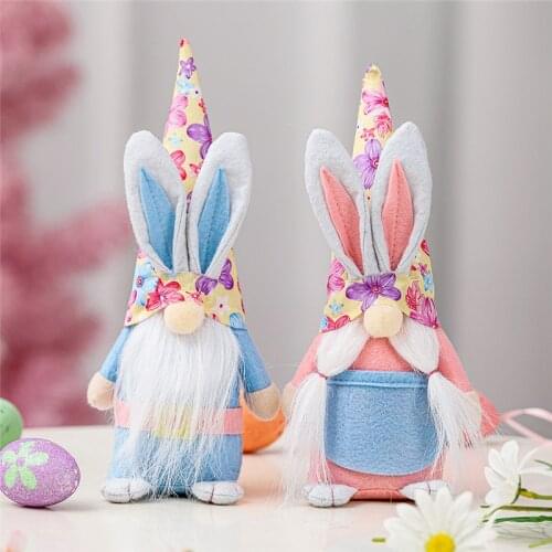 8 PCS Easter Bunny Gnome Decoration Handmade Plush Faceless Dwarf Doll Holiday Home Party Ornaments Kids Gift Wholesale X2