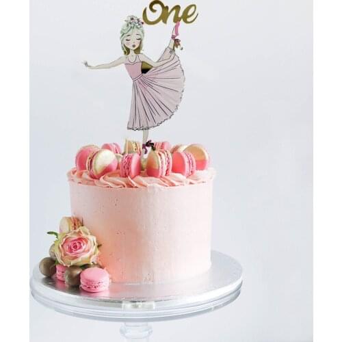 Dancing girl cake topper acrylic for one year old girl baby party decorationg one birthday cake toppers
