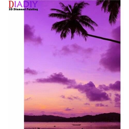 5D DIY Diamond Painting Landscape Full Square Drill Diamond Embroidery Seaside Cross Stitch Sunset Decoration Home