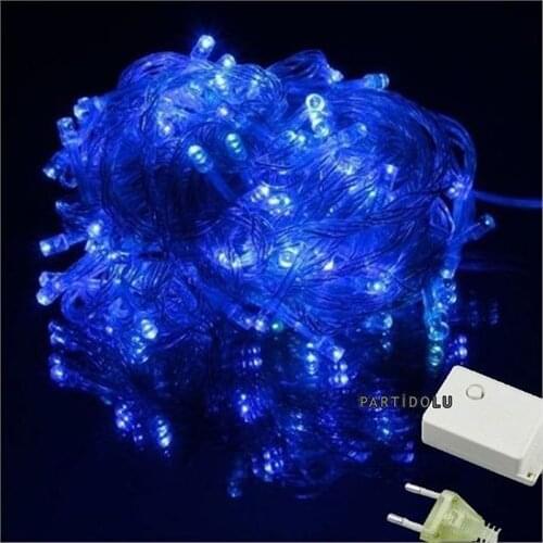 White Wired 100 Bulb Led Light Blue Color 10Metre christmas decorations рождественские украшения