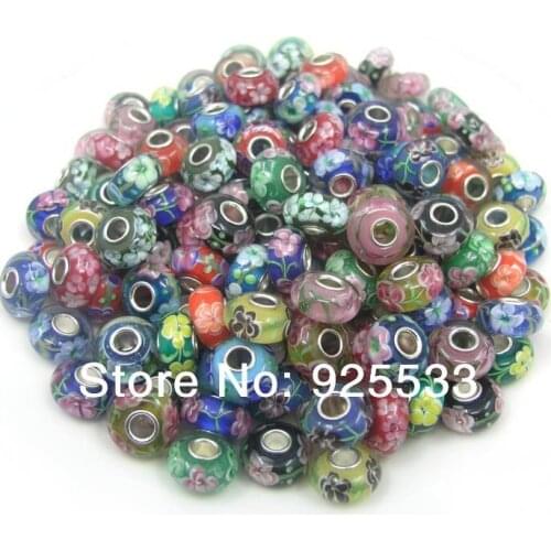 Free Shipping 500PCS mix Color AAA Quality Glass Silver Plated Core Big Hole Loose Beads fit European Braclet Charms DIY