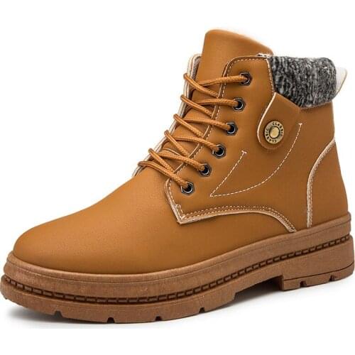 Boots for men Autumn winter Warm FurShoe Male Lace up Motorcycle Boot Winter Boot Plush Fur Warm Snow Shoes botas hombre