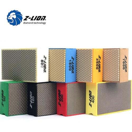 Z-LION 8pcs/set Diamond Hand Polishing Pad for Stone and Glass Polishing 90*55mm Flat Back