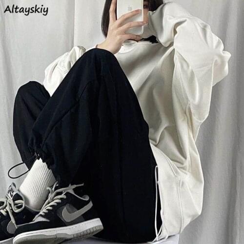 Y2k Pants Women Oversize S-4XL Fashion Soft Loose Summer Empire Pure Color Baggy Simple Thin Female All-match Streetwear Korean