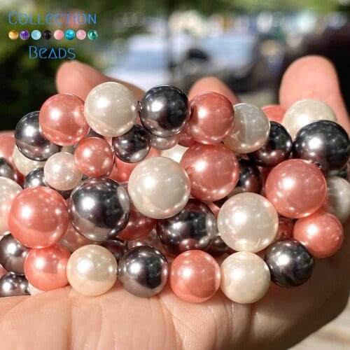6/8/10/12mm Natural Multicolor Shell Mother Of Pearls Loose Spacer Beads For Jewelry Making DIY Bracelet Necklace Handmade 15