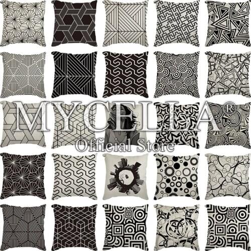 Coverspillow Cushion Cover Black Linen Geometry Sofa Pillow Cases Bedroom Home Decor Car Office Decorative Accessories Party